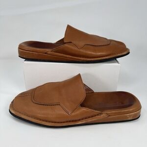 Mens Leather Mule Loafers Brown Slip On Backless Slippers 9-9.5 Comfort BOR MANN